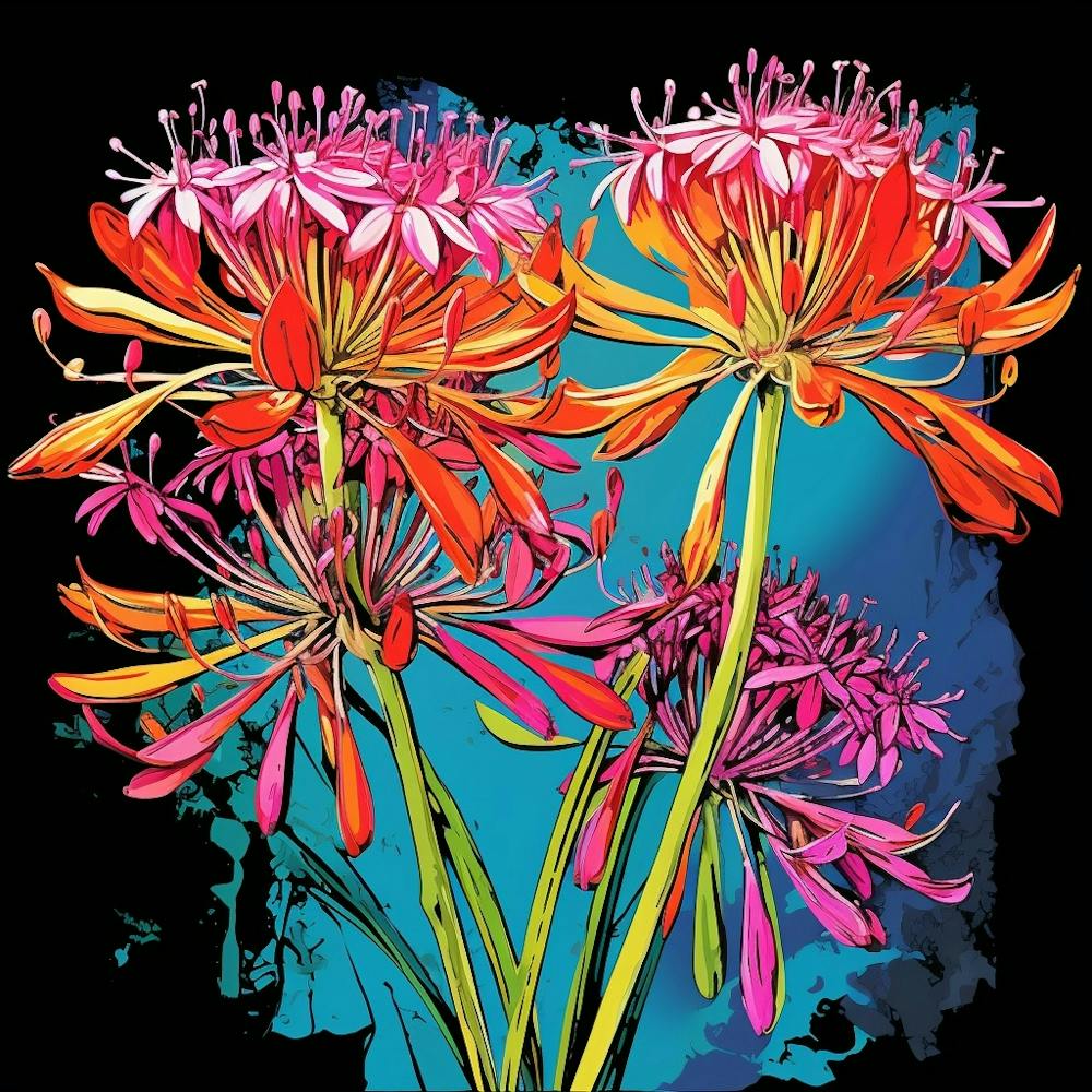 Fleurs d'Agapanthe style Pop Art d'Andy Warhol 4 Carré