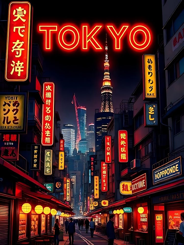Tokyo Japan Vintage Digital Travel Poster 19