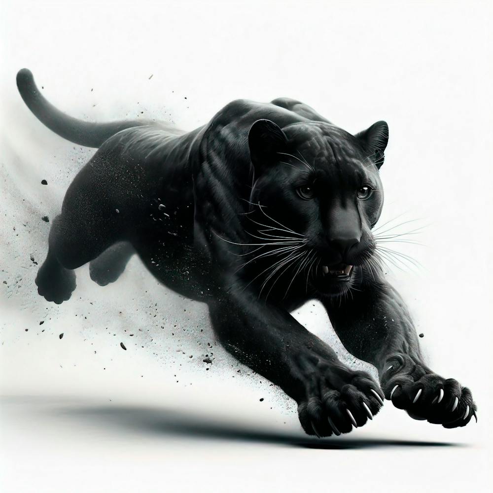 Panther At Full Speed Long Shot White Background 1