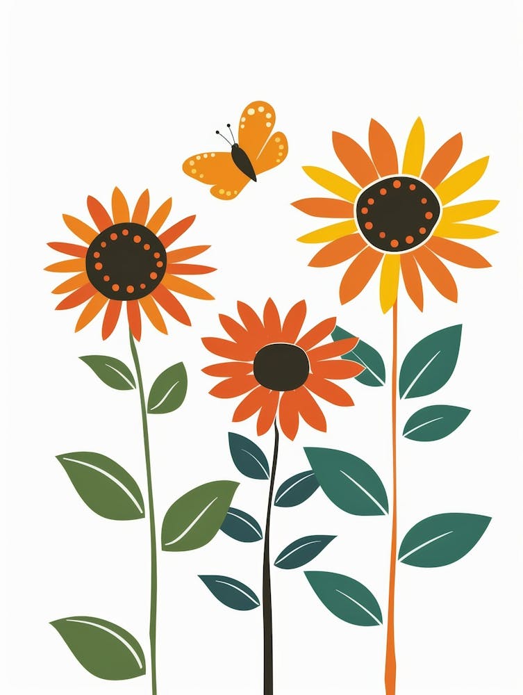 Sunflowers And Butterflies 4