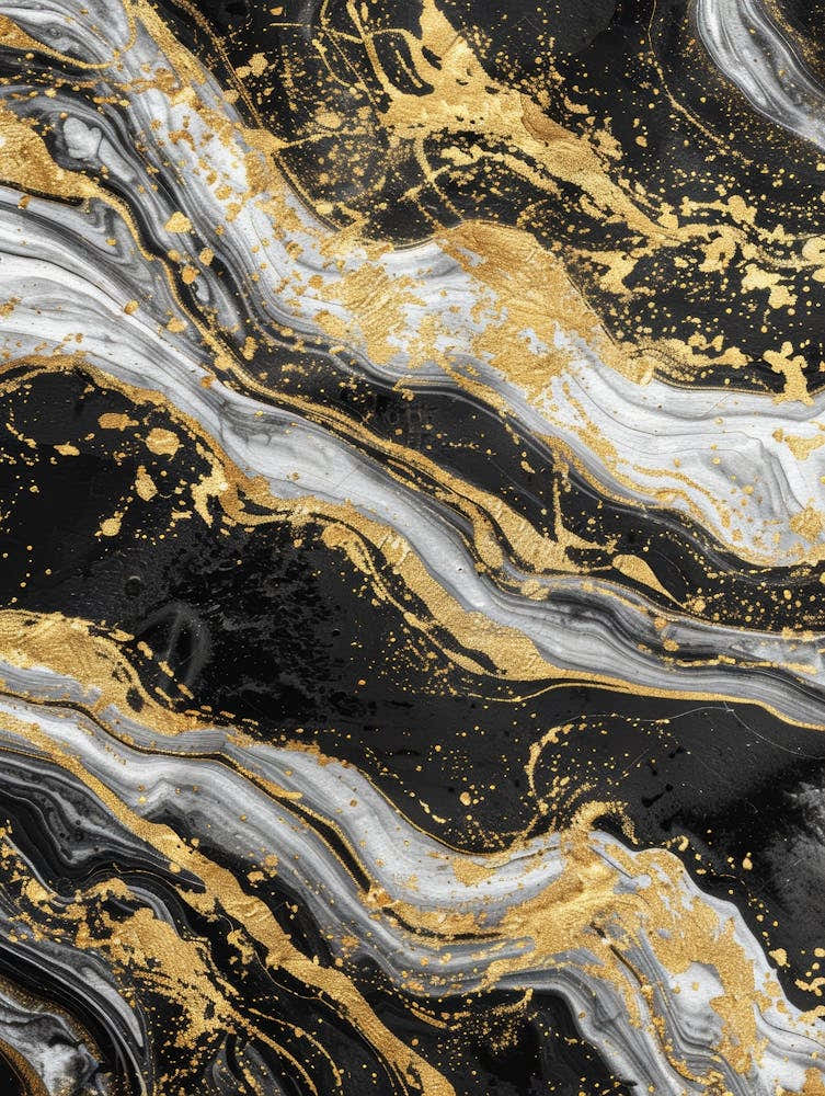 Abstract Gold And Black Marble