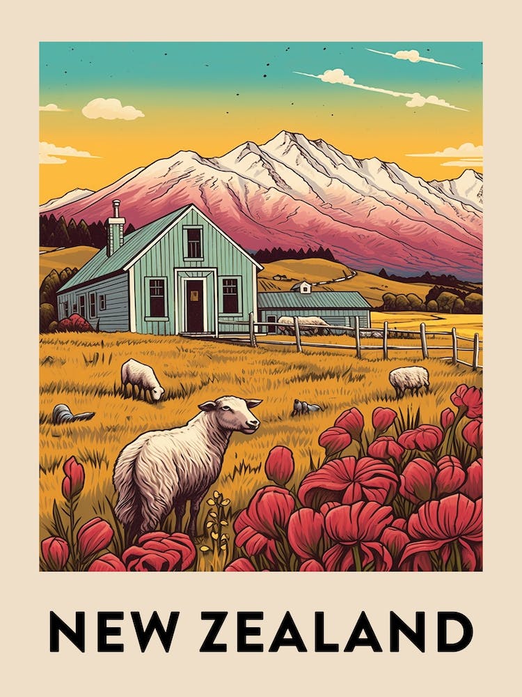 Vintage Travel Poster New Zealand 7