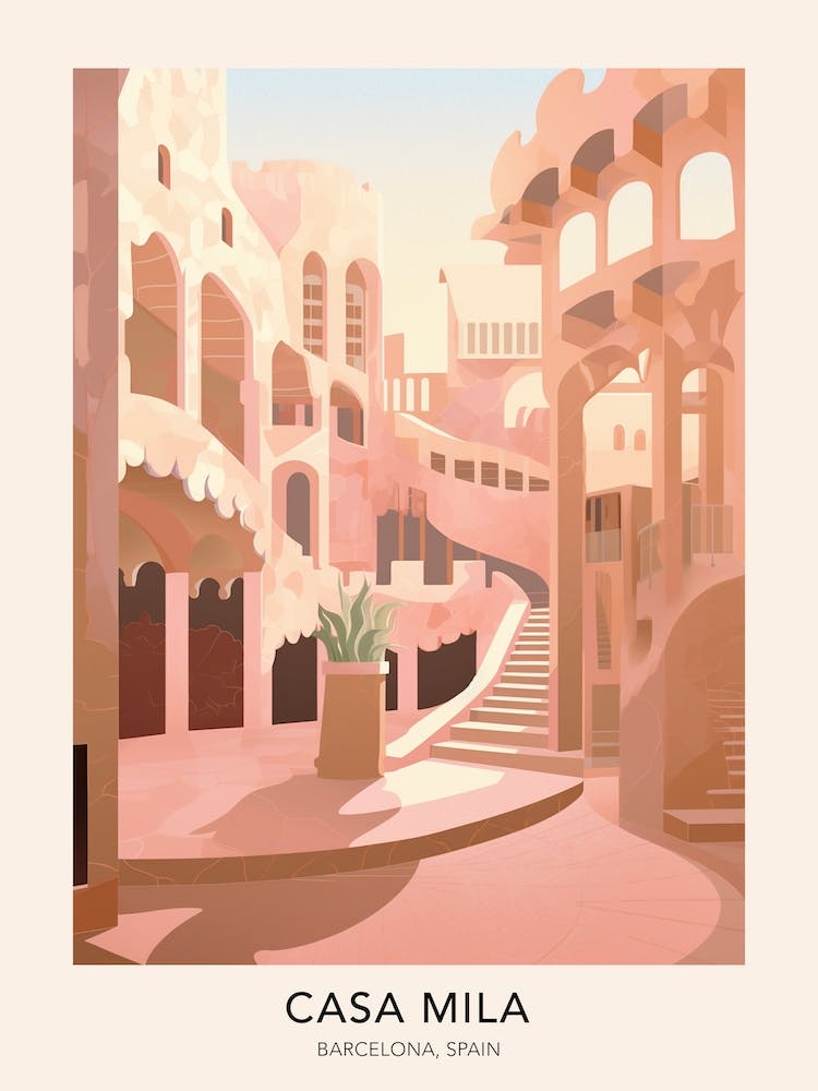 The Casa Mila Barcelona Spain Travel Poster