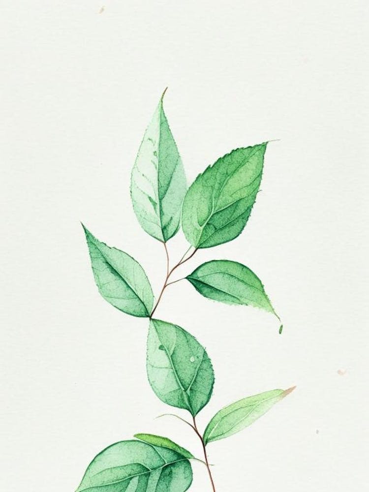 Spearmint Leaf Minimalist Watercolour 2