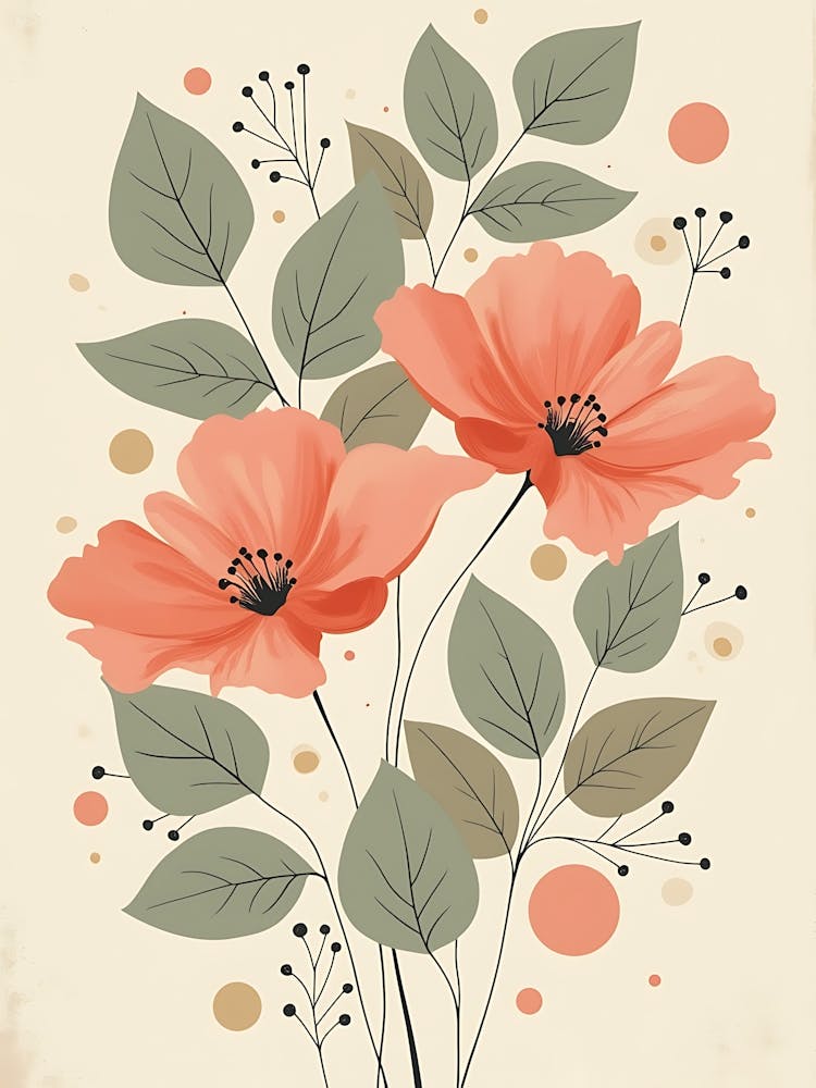 Boho-Chic Floral Artwork - Warm & Earthy Tones