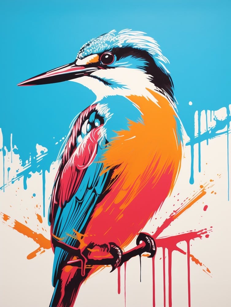 Andy Warhol Style Bird Kingfisher 4