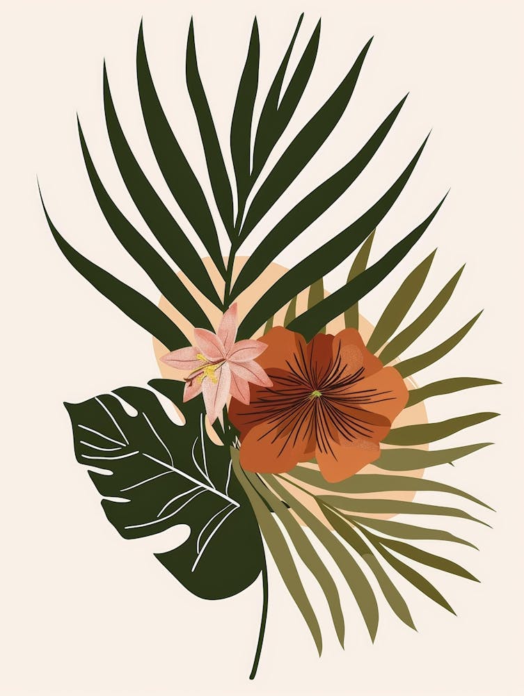 Tropical Leaves And Flowers 2