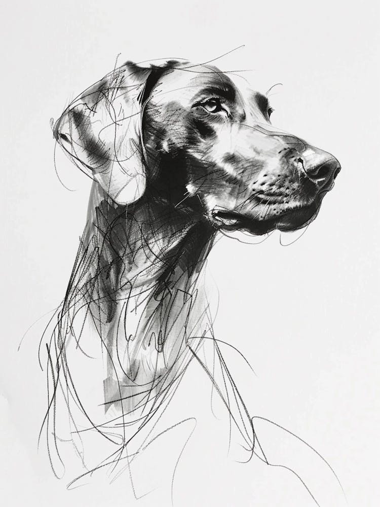 Weimaraner Dog Charcoal Line 3
