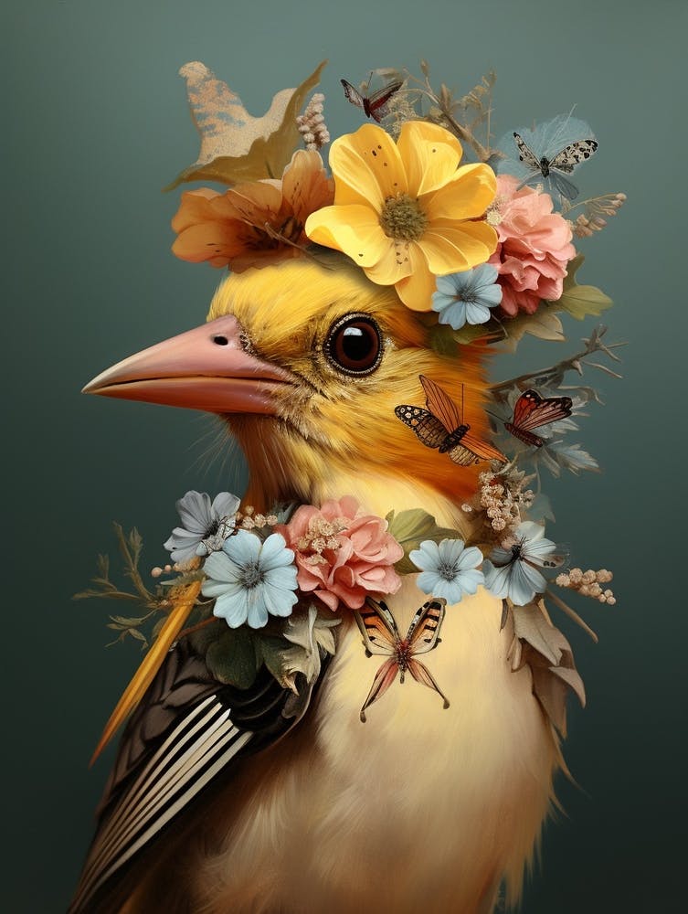Bird With A Flower Crown American Goldfinch 3