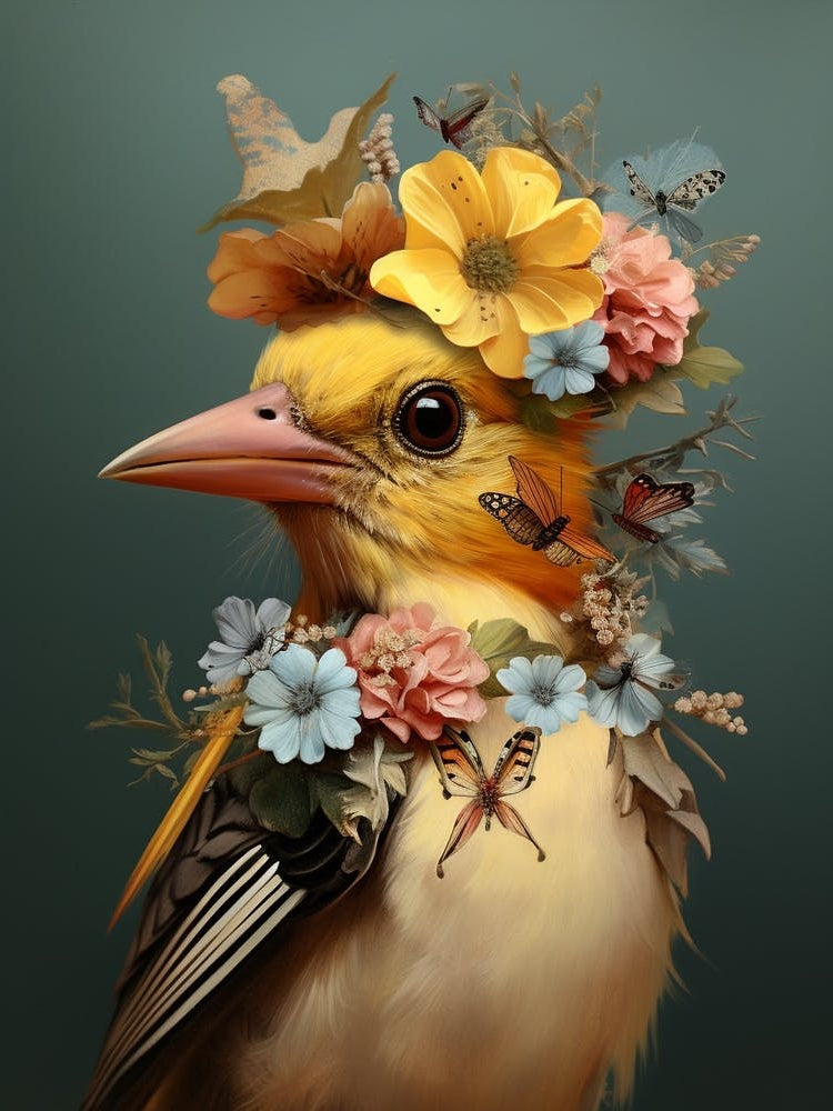 Bird With A Flower Crown American Goldfinch 3