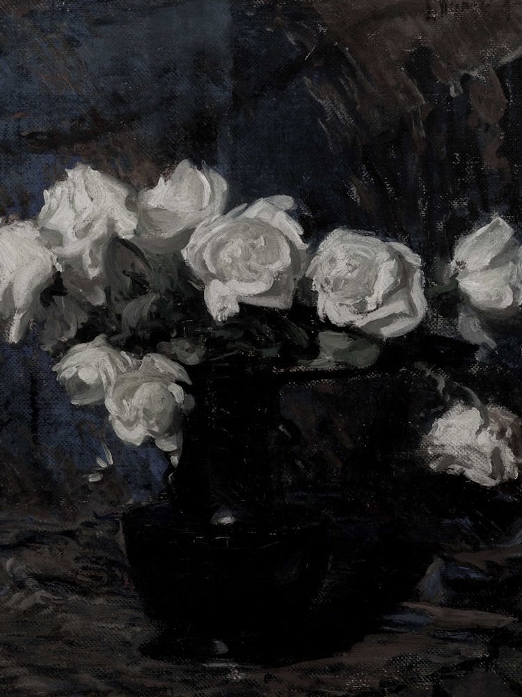 Roses In A Black Vase