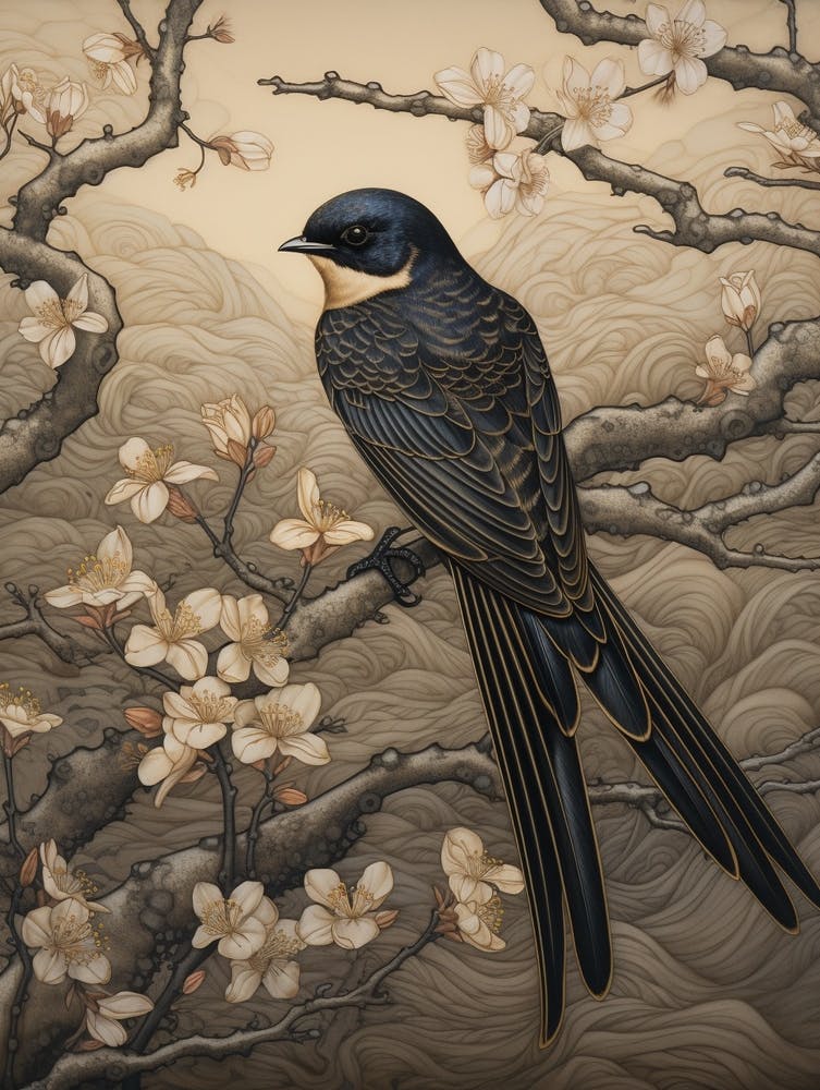 Dark And Moody Botanical Swallow 2