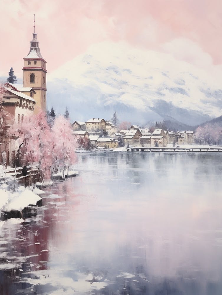 Dreamy Winter Painting Lucerne Switzerland 1