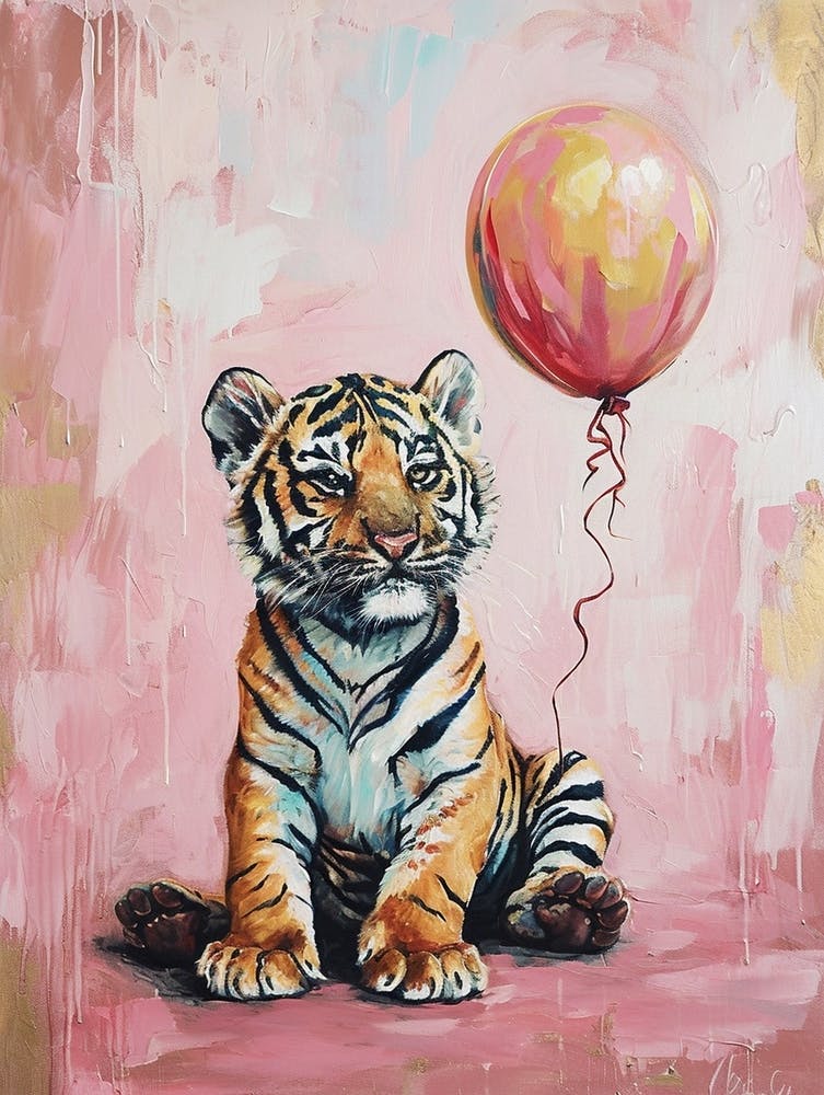 Cute Bengal Tiger 2 With Balloon
