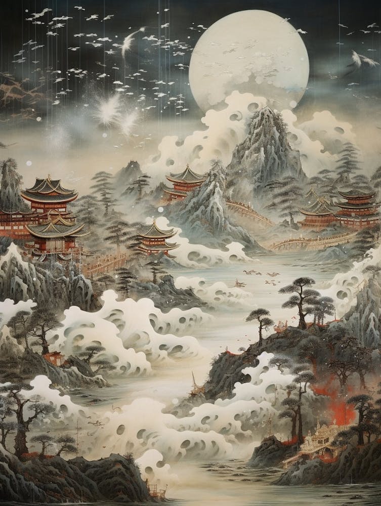 Tsunami Waves Japanese Illustration 2