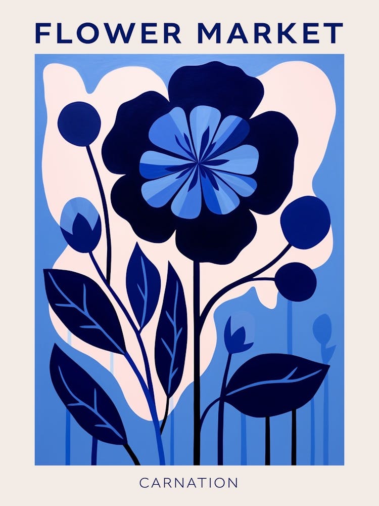 Blue Flower Market Poster Carnation 6