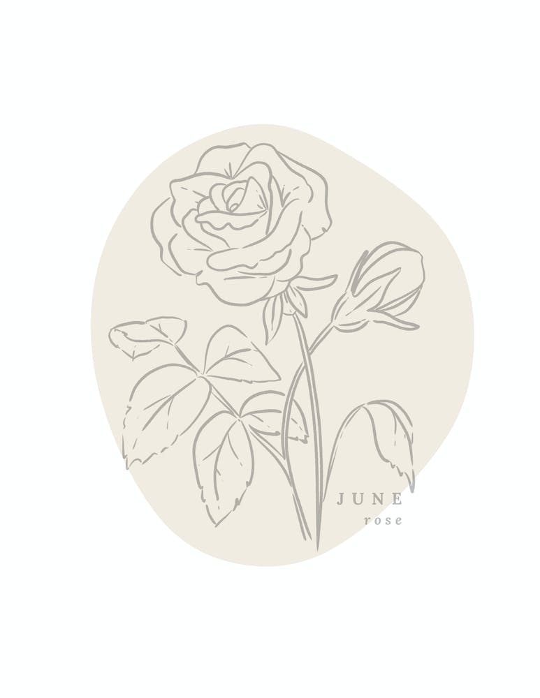 June Rose  Birth Flower | Neutral Florals