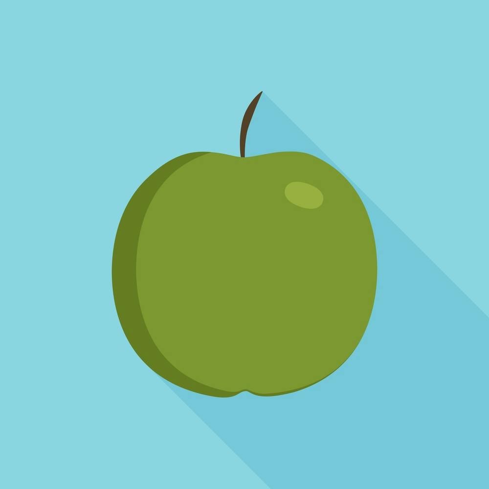 Green Apple Icon In Flat Long Shadow Design Smaller