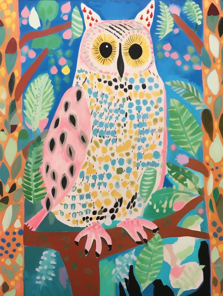 Maximalist Animal Painting Owl 3