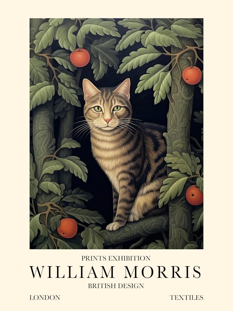 William Morris London Exhibition Poster Cat Tree