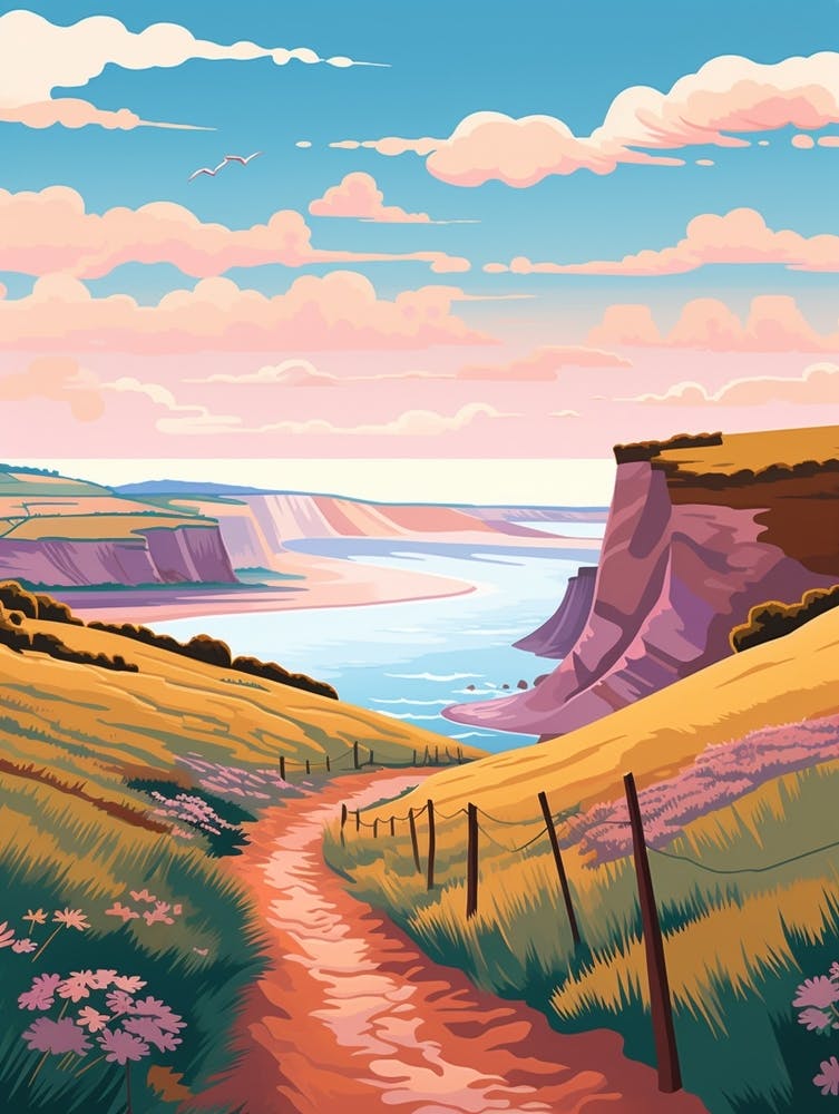 Jurassic Coast England Hike Illustration