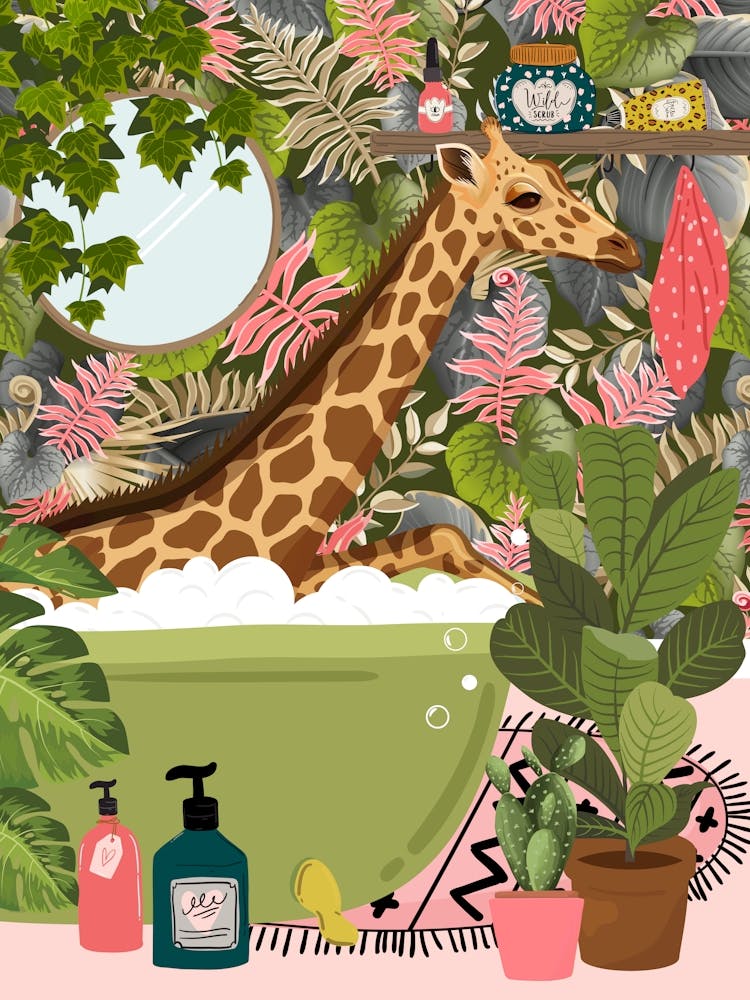 Giraffe In The Bathtub Bathroom