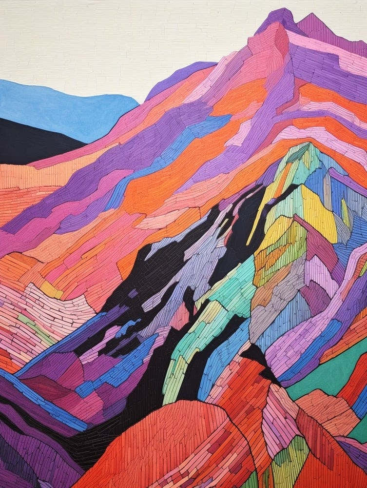 Slieve Donard England Colourful Mountain Illustration
