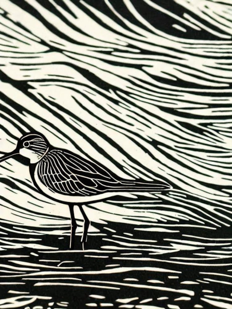Dunlin 2 Linocut Bird