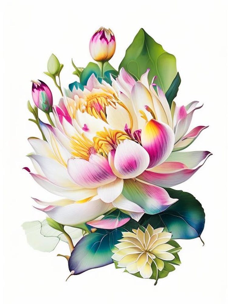 Lotus Flower Bouquet Decoupage 2