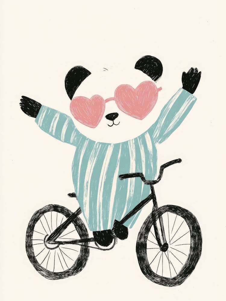 Panda Enfant Mignon à Vélo