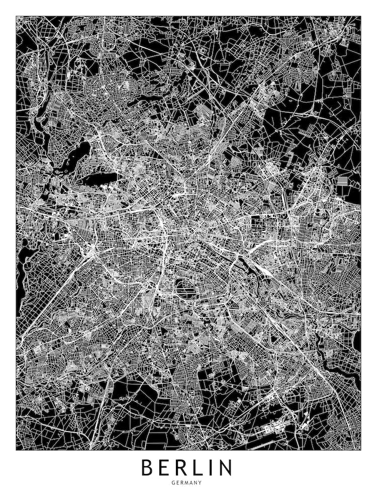 Berlin Black And White Map