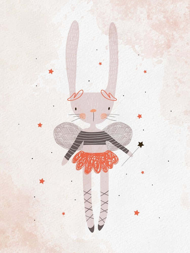 Bunny Fairy Poster – Cute Animal Wall Art for Kids Room Nursery