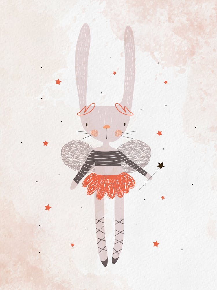 Bunny Fairy Poster – Cute Animal Wall Art for Kids Room Nursery