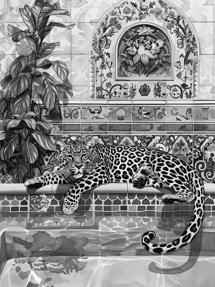 Leopard In A Pool
