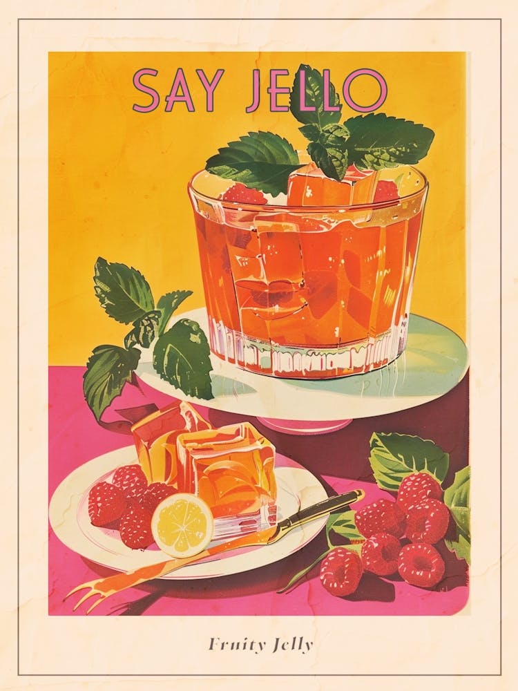 Fruity Jelly Vintage Cookbook Illustration 1 Poster