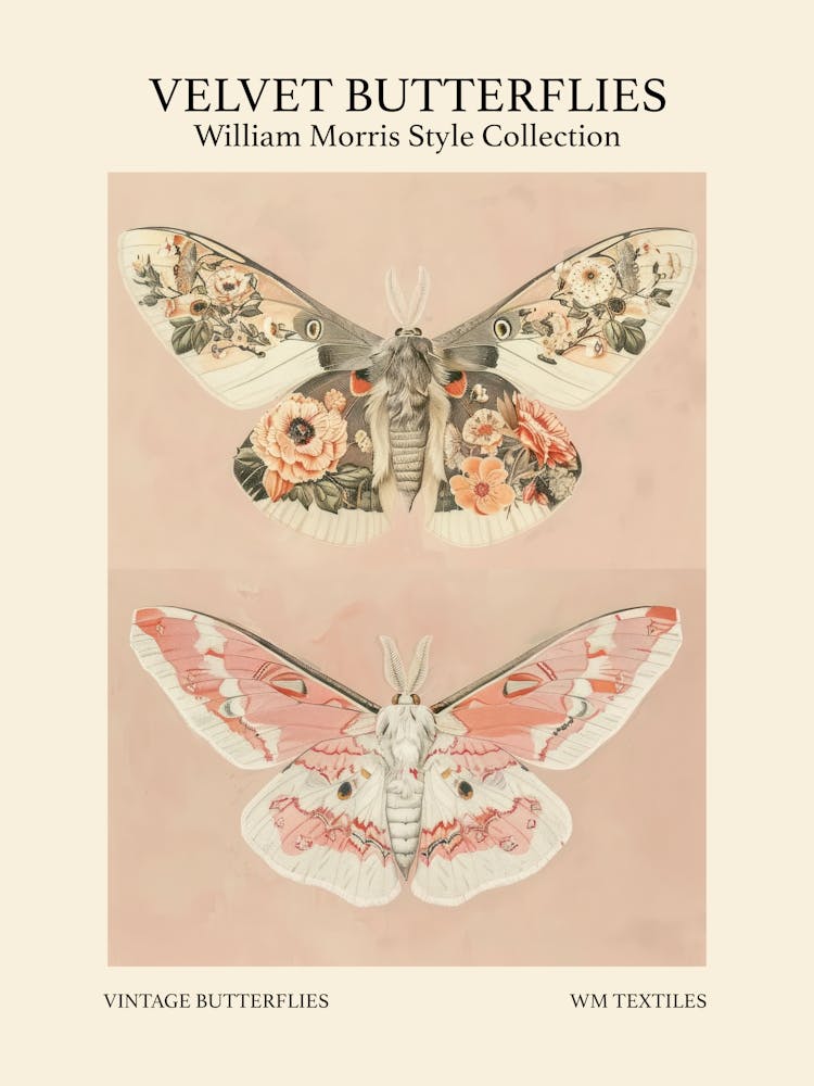 Velvet Butterflies Collection Vintage Butterflies William Morris Style 7