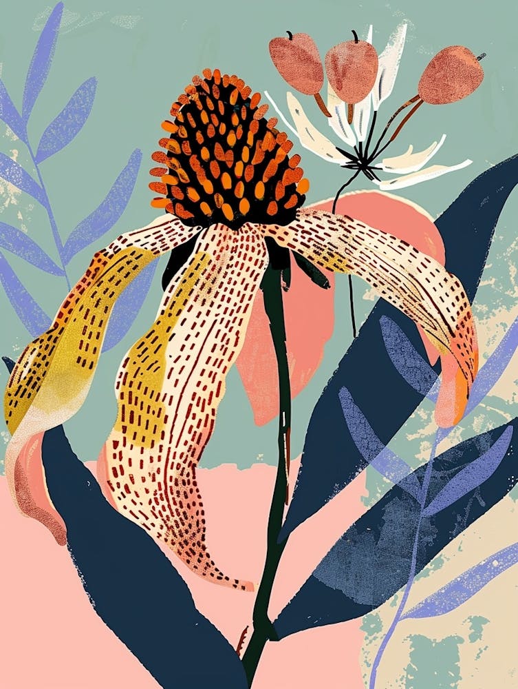 Colourful Flower Illustration Coneflower 3
