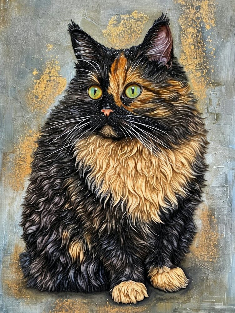 Turkish Angora Cat Relief Illustration 2