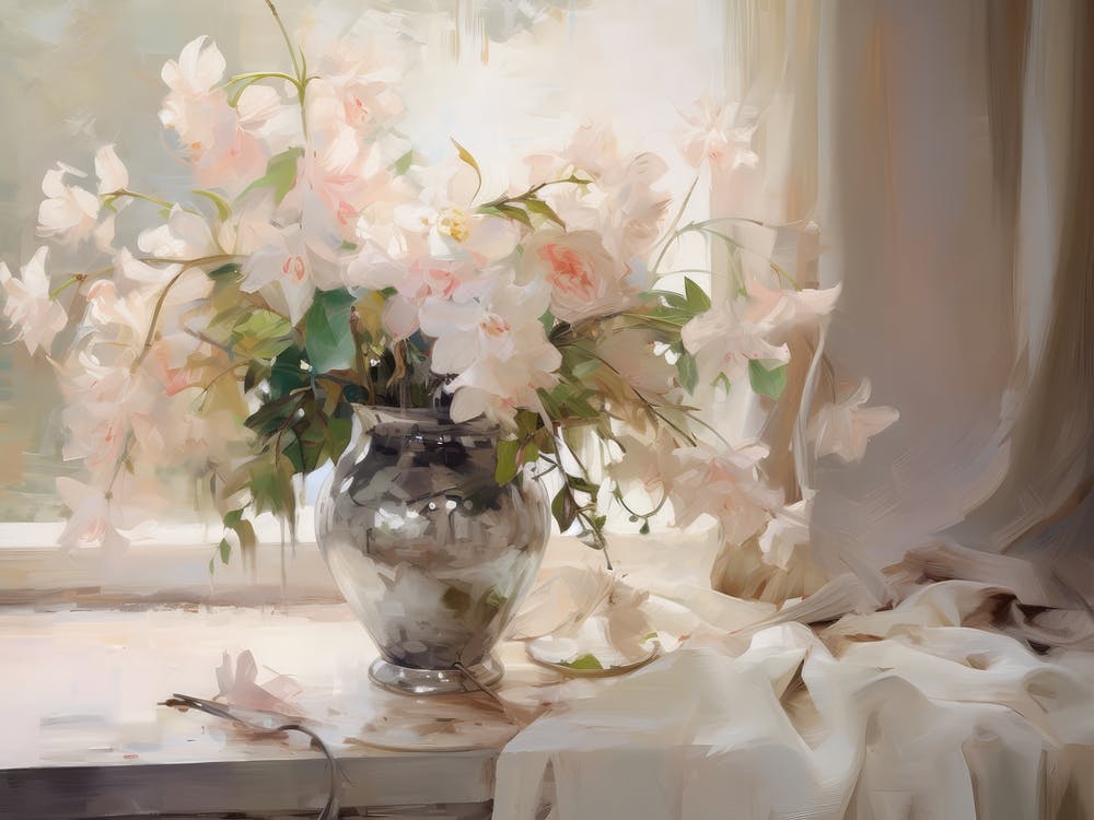 Roses In Vase Oil Painting