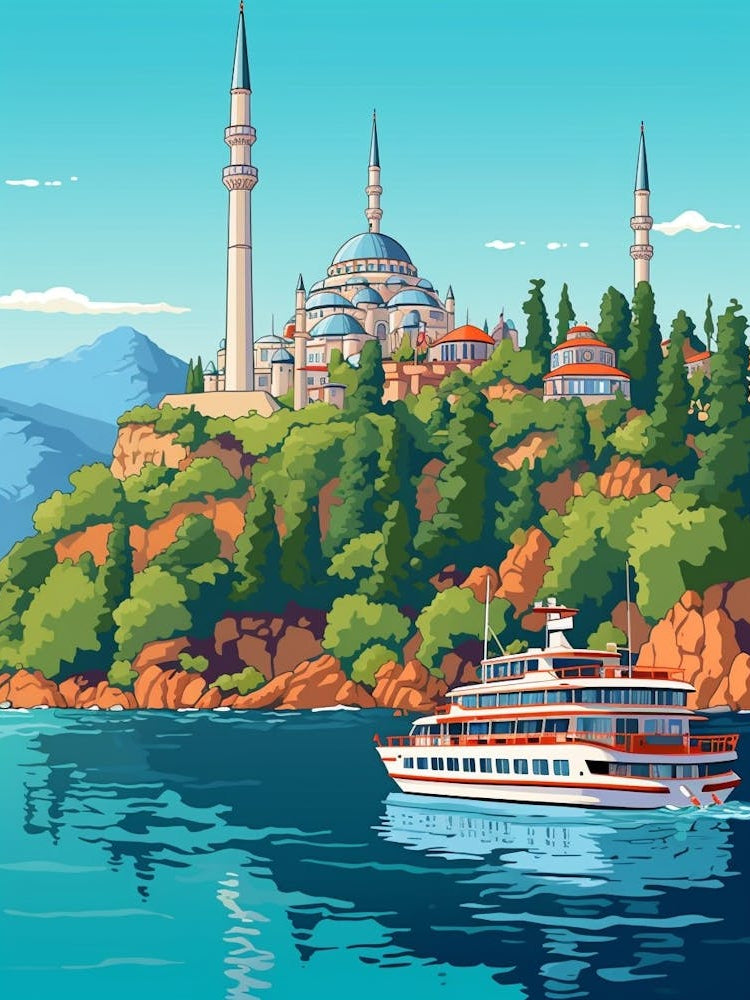 Bosphorus Cruise Prince Islands Pixel Art 6