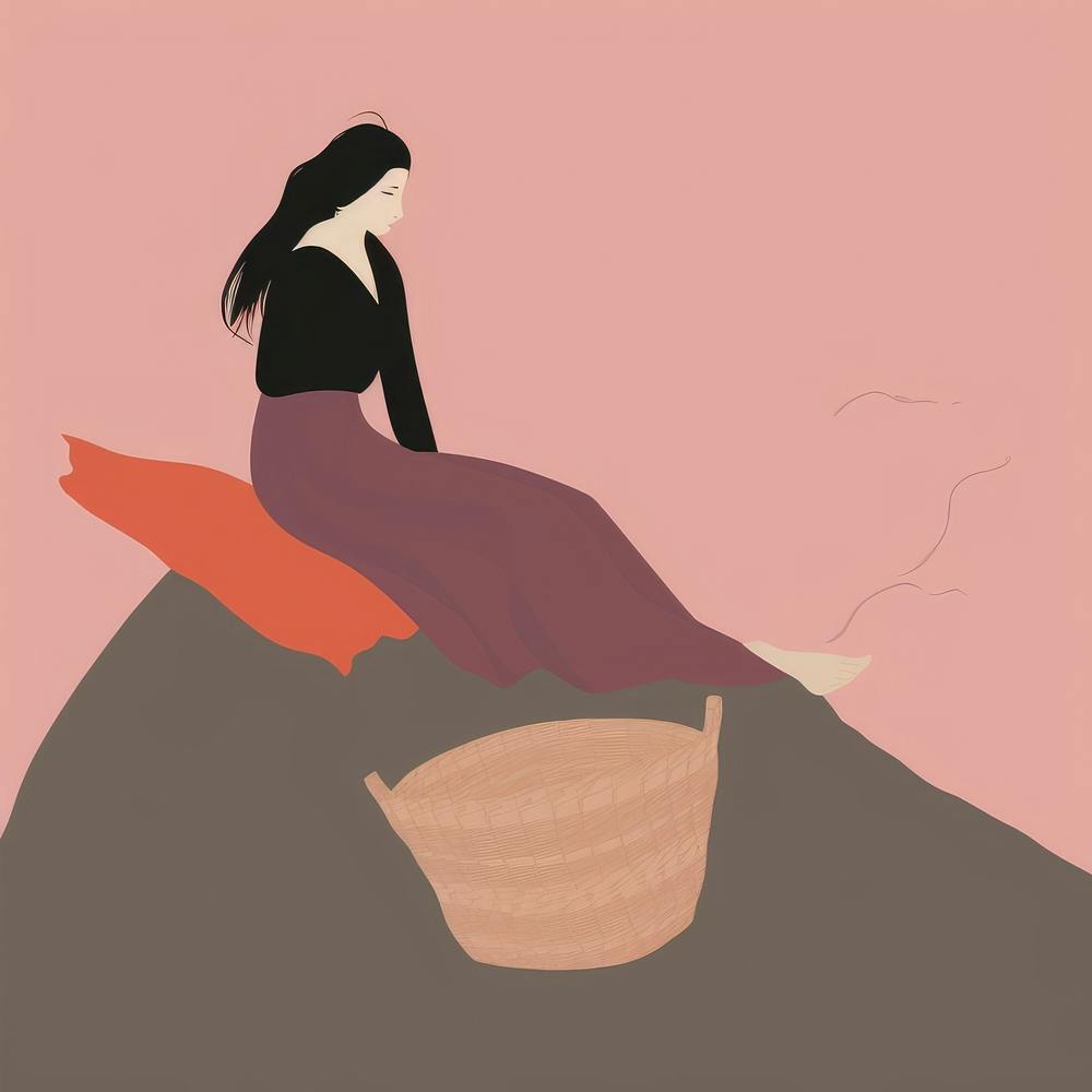 Woman Sitting On A Hill