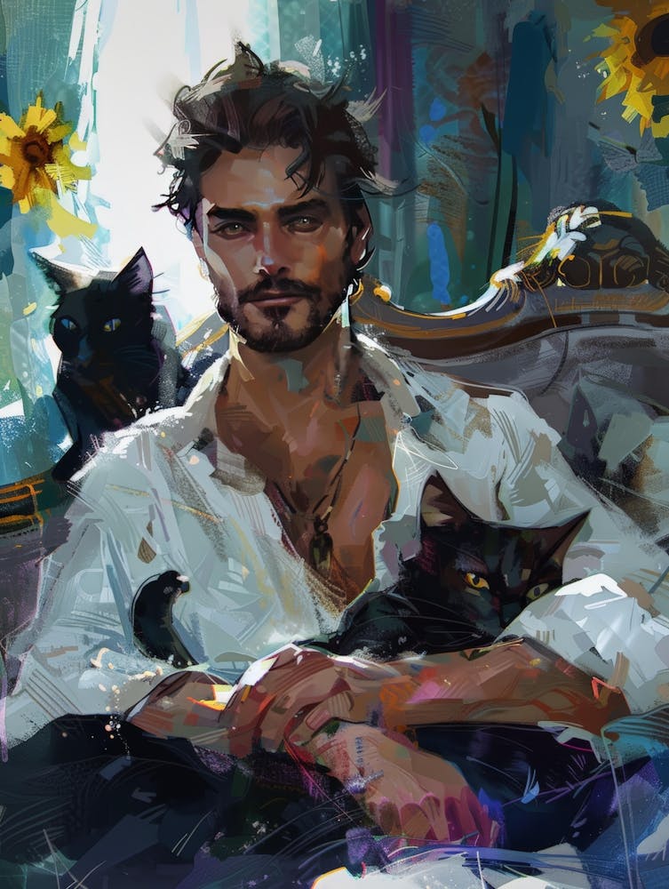 Man With Cats 1