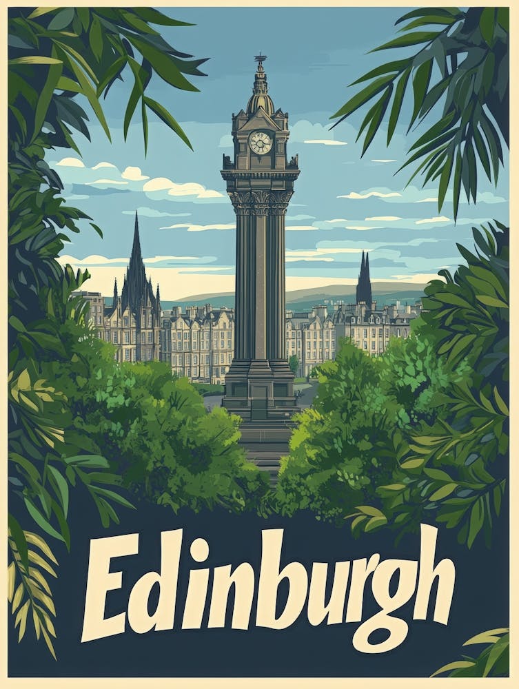 Aihrgdesign A Mid Century Modern Travel Poster For Edinburgh