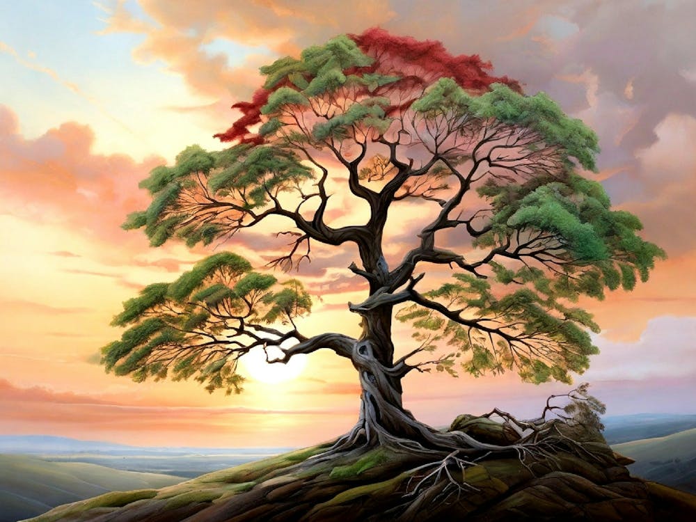 Lone Tree At Sunset