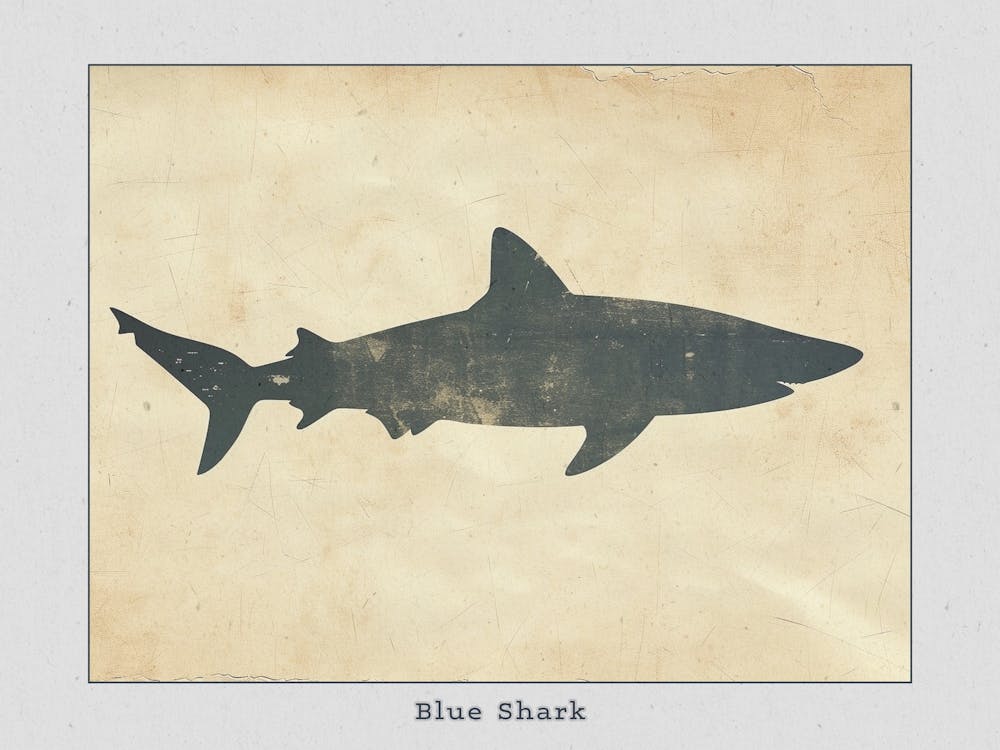 Blue Shark Grey Silhouette 4 Poster