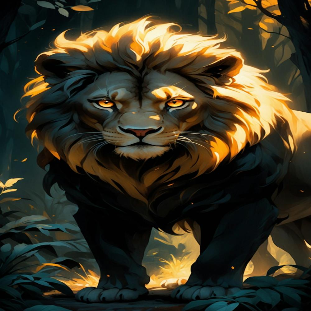 Lion In The Forest