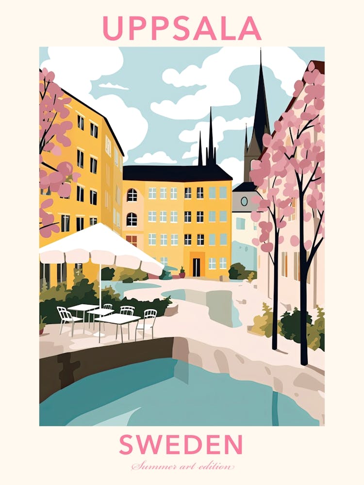 Uppsala, Schweden, Illustration in flachen Pastelltönen 2 Poster