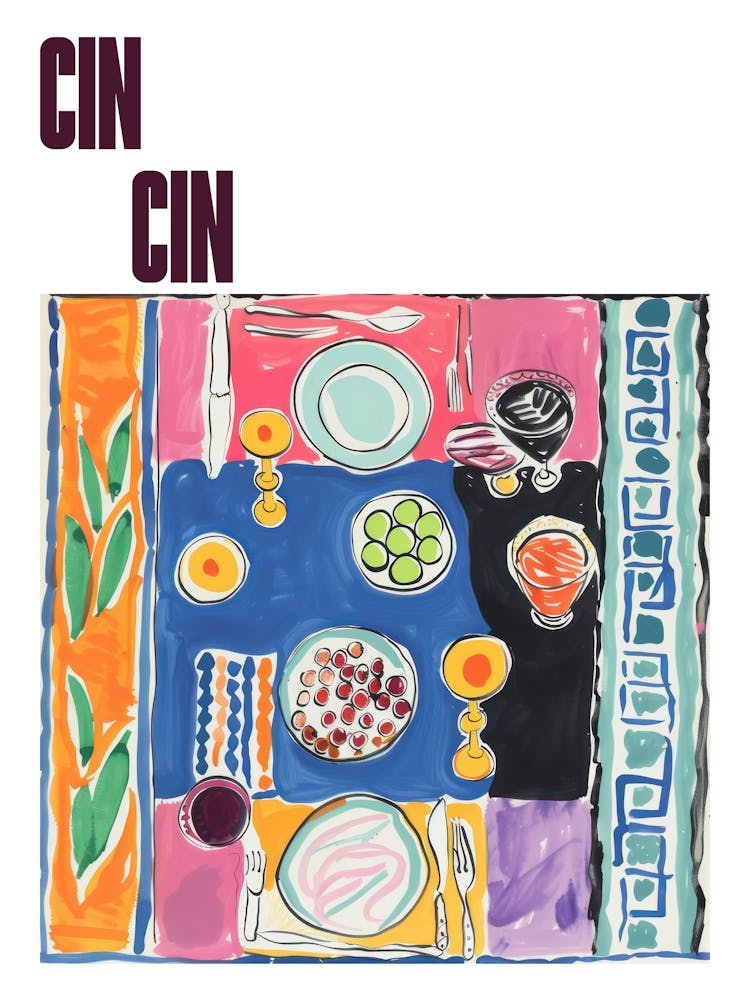 Cin Cin Poster Summer Wine Matisse Style 3