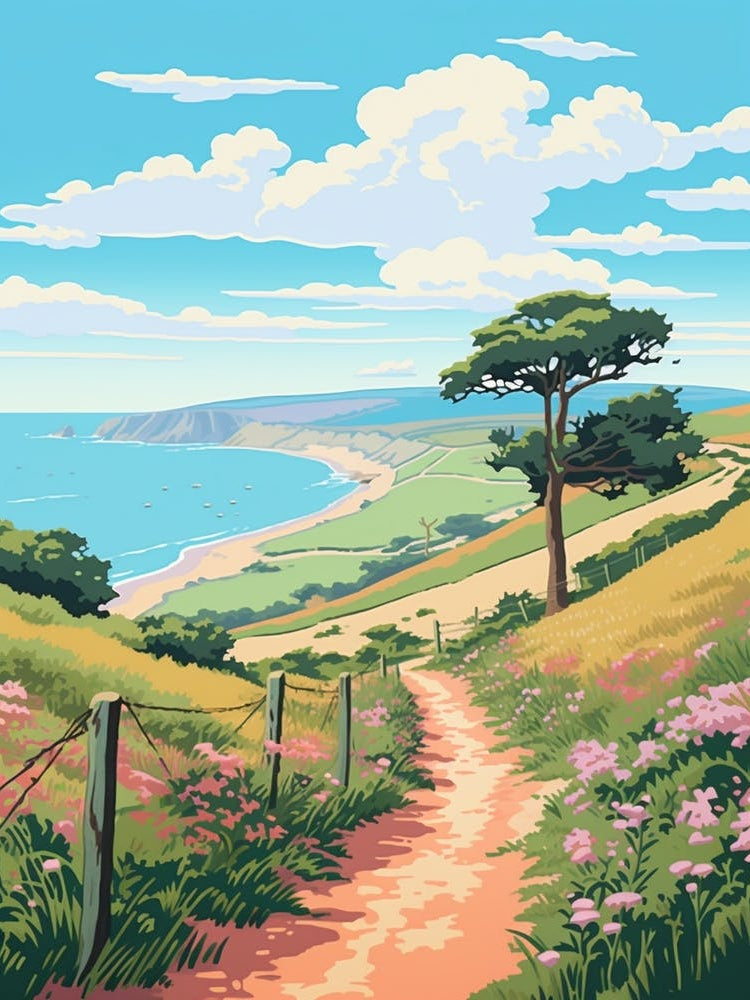 The South West Coast Path England 2 Hike Illustration