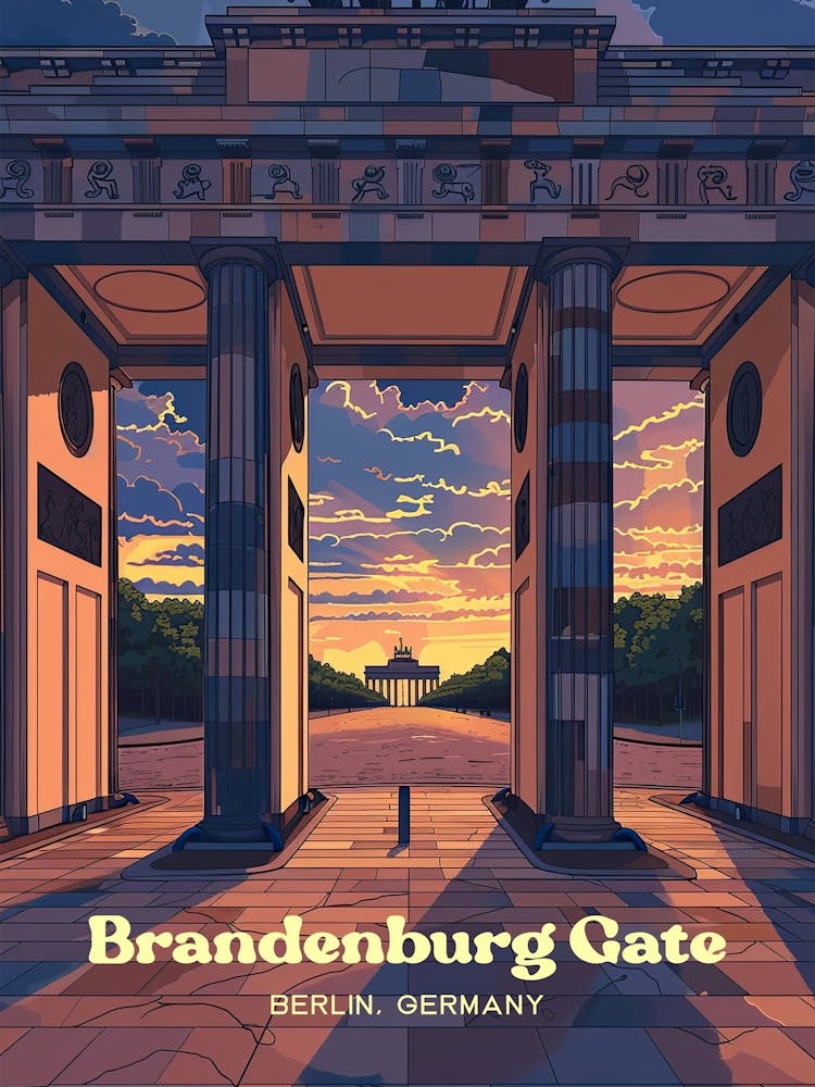 Brandenburg Gate Sunset Travel Art